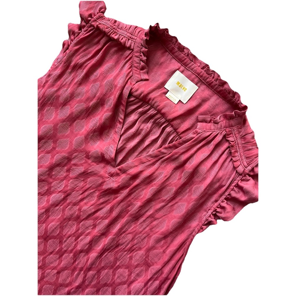 Maeve Rose Pink Ruffle-Trim V-Neck Blouse